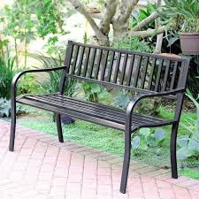 L Strap Curved Back Steel Park Bench