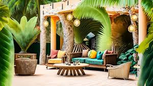 Tropicalthemed Outdoor Lounge Area