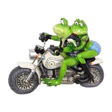 Frog Riding Motorbike Biker Statue