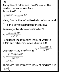 Solved A Apply Law Of Refraction