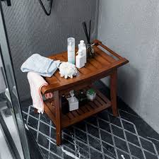 Forevich Bamboo Shower Bench Stool With