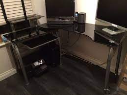 99 Black Glass Corner Computer Desk