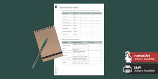 Chemical Formulas Worksheet Ks3