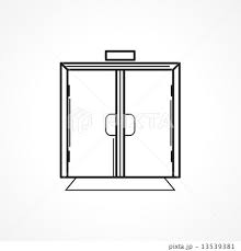 Glass Door Black Line Vector Icon