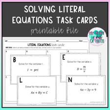 Solving Literal Equations Task Cards