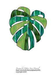 Monstera Leaf Stained Glass Pattern