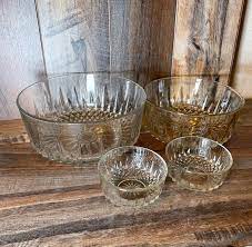 Vintage Cut Glass Bowl Set Made In Usa