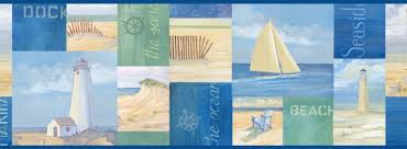 Nautical Beach Collage Wallpaper Border