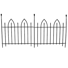 Sunnydaze 2 Piece Gothic Iron Decorative Garden Border Fence Black