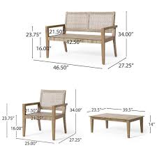 Wicker And Wood Patio Conversation Set