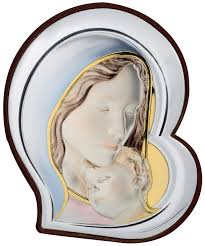 Silver Catholic Icon Madonna Child