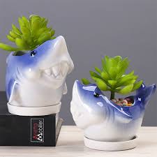 Ceramic Dolphin And Whale Flower Pot