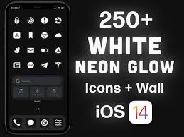 White Neon Glow Ios 16 Icon Set Neon
