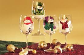 Painted Snowman Wine Glasses Hand