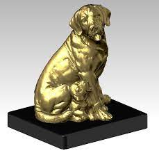 Gold White Labrador Dog Statue For