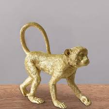Benjara Gold Polyresin Standing Monkey