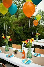 Gartenparty Deko Ballon Blumen Tisch