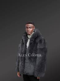 Mens Fox Fur Coat With Hood