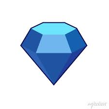 Blue Crystal And Gemstones Line Icon