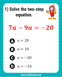 Two Step Equations Quiz Chilimath