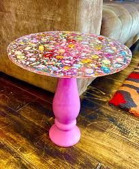 Table Pink Candy Resin Pink Kitsch