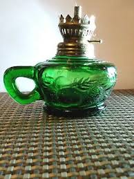 Vintage Green Glass Small Oil Lamp Base