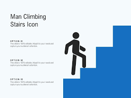 Man Climbing Stairs Icon Presentation