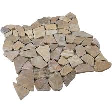 Tan Stone Mosaic Pebble Floor