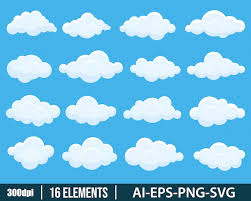 Set Of White Clouds Clipart Vector