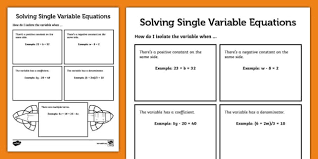 Single Variable Equations Graphic Organizer