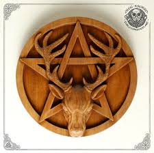 Wood Carving Pentagram Amulet Wiccan