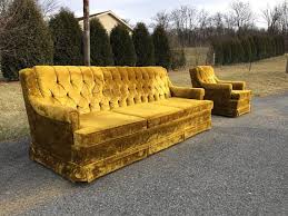 Tufted Gold Crushed Velvet Sofa