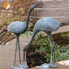 Standing Bronze Crane Statue For Garden