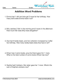 Addition Word Problems Worksheets For