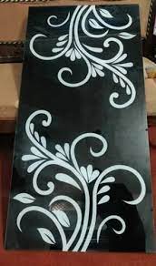 Black And White Printed Glass Table Top