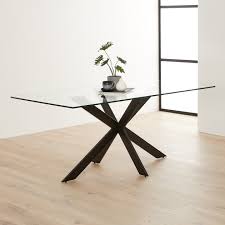 Geo Glass Dining Table With Black Legs
