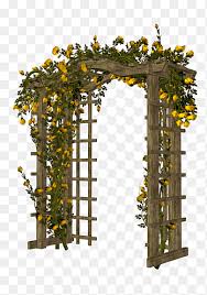 Brown Wooden Arbor With Yellow Flowers