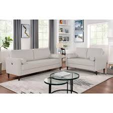 Grandover 75 63 In Square Arm Faux Leather Straight Usb Sofa In White
