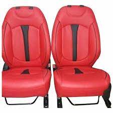 Faux Leather Red Plain Car Seat Covers