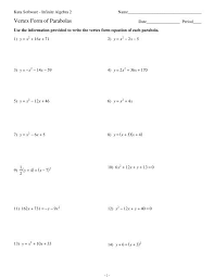 Vertex Form Of Parabolas Kuta