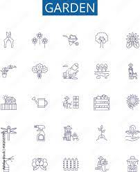 Garden Line Icons Signs Set Design