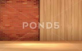 Wooden Wall On The Brick Wall In The