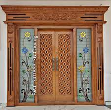 Ornate Wooden Door With Glass Panels
