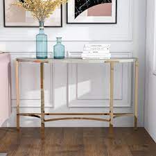 Heure Indoor Metal Champagne And White Sofa Table For Living Room By Furniture Of America