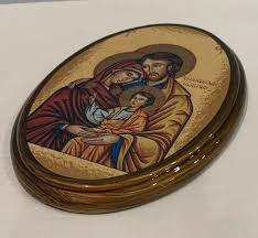 Vintage Oval Holy Family Icon Made In