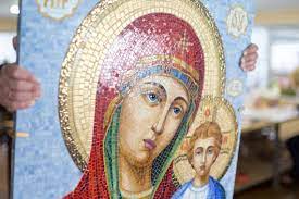 Virgin Mary Stained Glass Mosaic