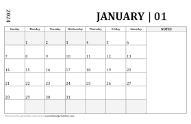 January 2024 Calendar Printable