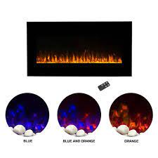 Northwest 42 Electric Fireplace Wall Mounted Led Fire And Ice Flame With Remote