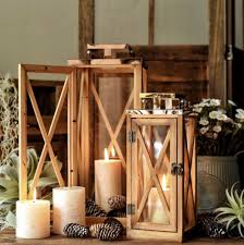 2 Pcs Wooden Candle Lantern With