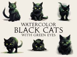 Black Cat With Green Eyes Clipart